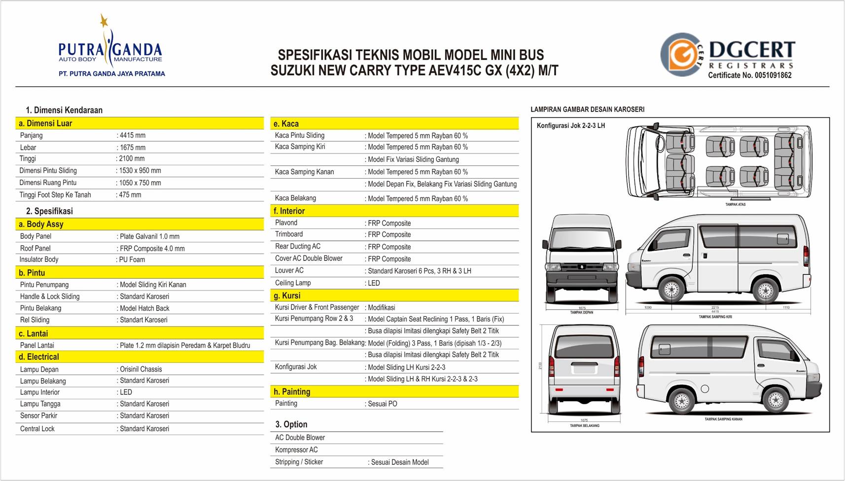 Spekfikasi Suzuki New Carry Minibus suzuki mobil sunter geovanny 087888111911